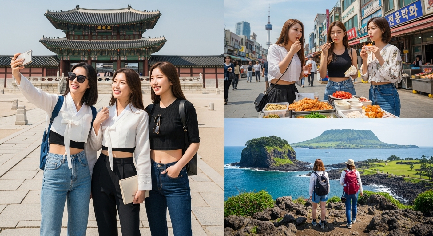 국내여행을 하고있는 여자들
