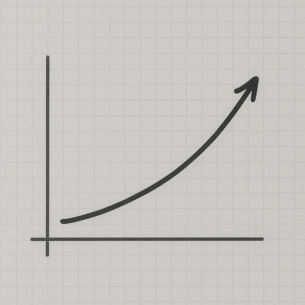 부드럽게 상승하는 손그림 그래프