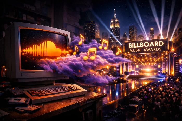 언더그라운드 플랫폼에서 시작되어 메이저 시장으로 진출하는 플러그앤비 장르의 경로 시각화.