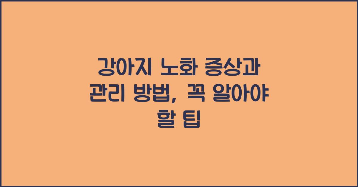 강아지 노화 증상과 관리 방법