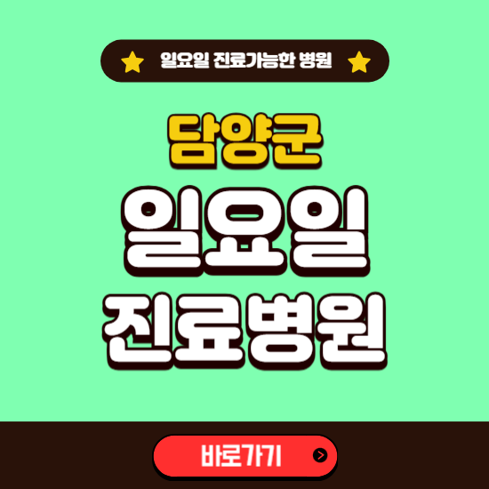 담양군 일요일 진료 가능한 병원 ❘ 주말 문여는 곳 총정리 (소아과, 내과, 안과, 치과, 피부과, 정형외과, 산부인과)