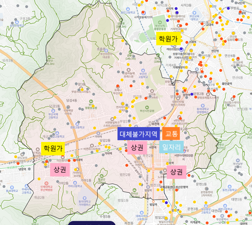 부산시 부산진구 입지지도