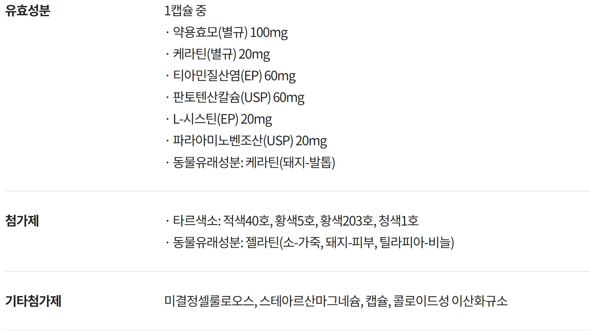 판시딜 성분표