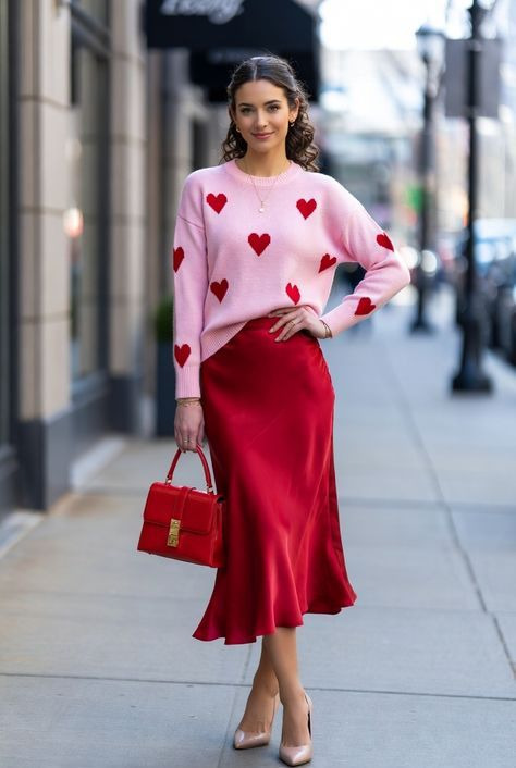 귀여운 레드 하트 프린팅 후드티 사러가기