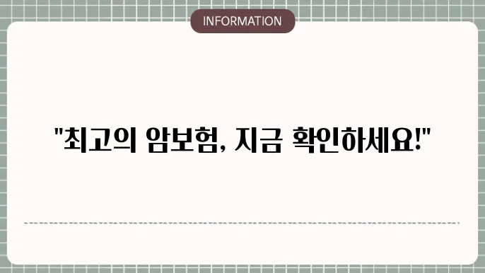 암보험 순위 인기 보험 비교 및 추천