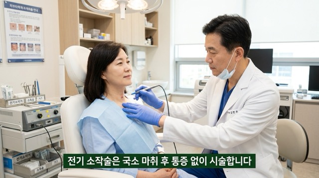 쥐젖 전기소작술 가위절제 피부과 시술 장면 상세 이미지"