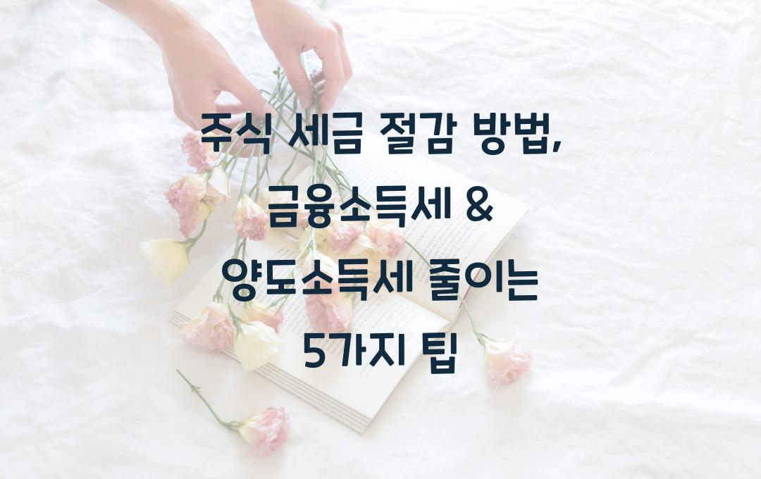 주식 세금 절감 방법: 금융소득세 & 양도소득세 줄이는 법