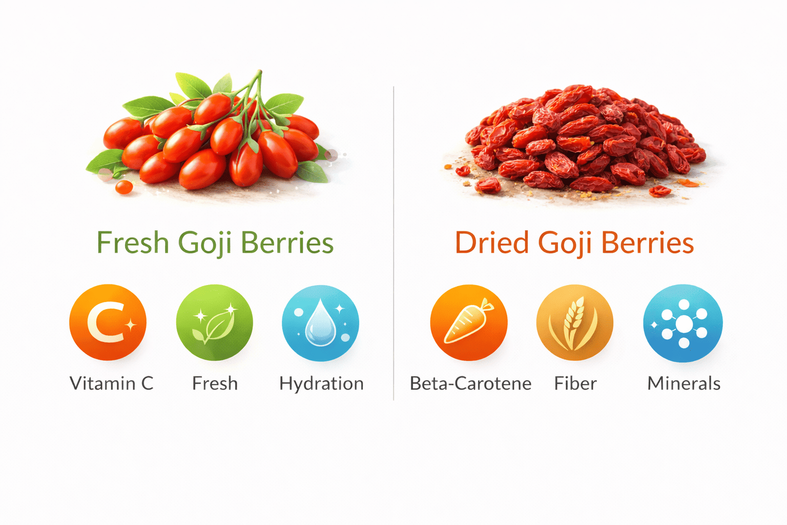 건구기자와 생구기자의 영양 성분 차이