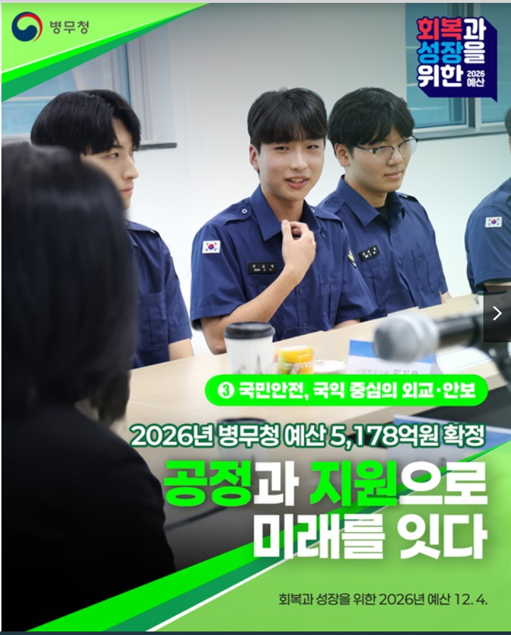 2026년 병무청 예산 5,178억 원 확정