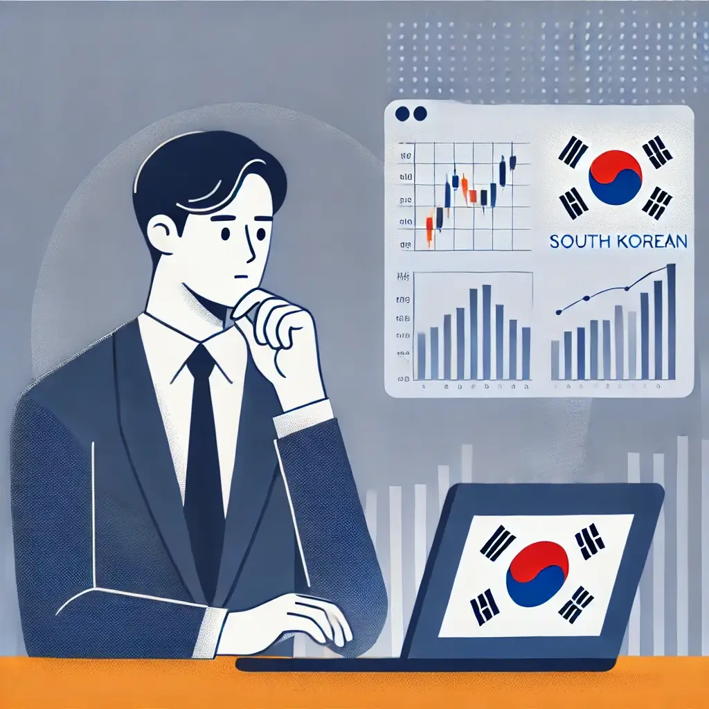 외국인이 한국 주식 시장 데이터를 분석하는 모습