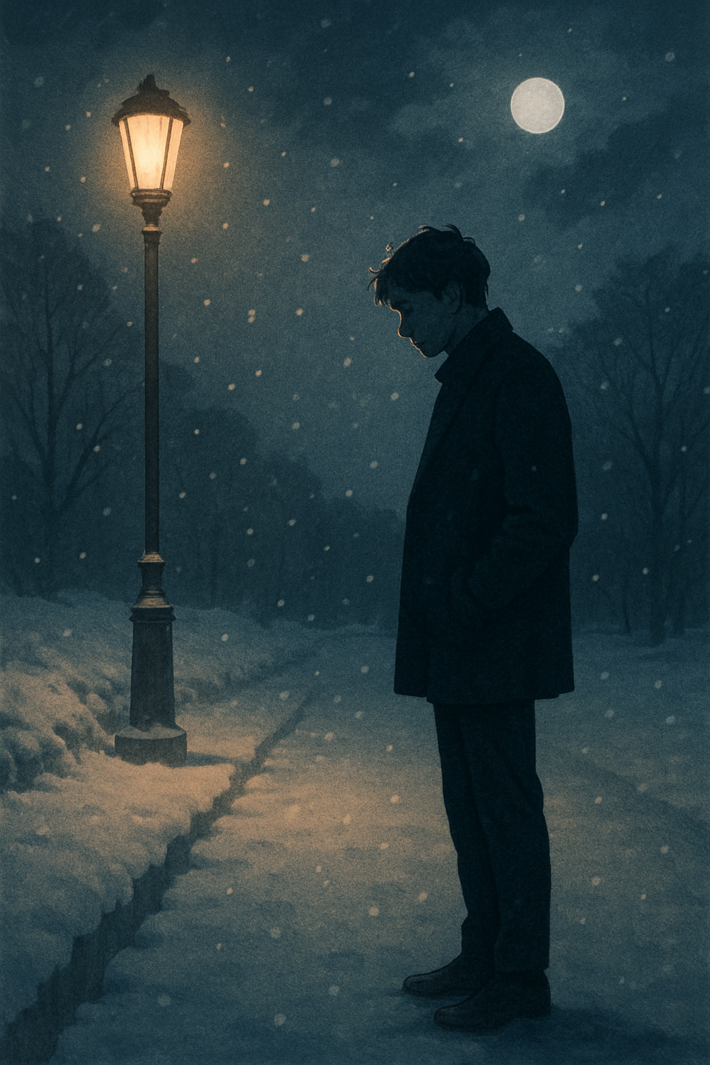 고요한 새벽빛 속에서 멈춰 선 한 사람의 흔들림을 그린 EP.4 일러스트