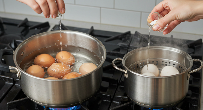 찬물에서부터 삶기 & 마지막 5분 굴려주기