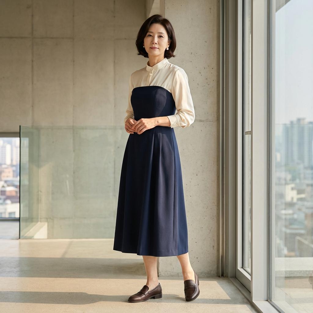 50대 뷔스티에 원피스 촌스럽지 않게 입는 법