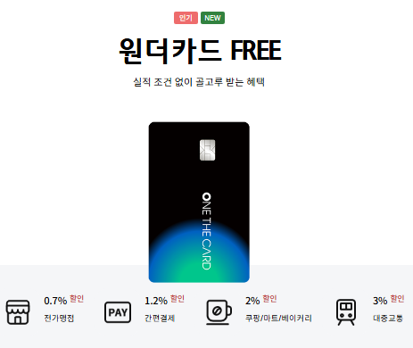 하나 원더카드 FREE 주요 특징