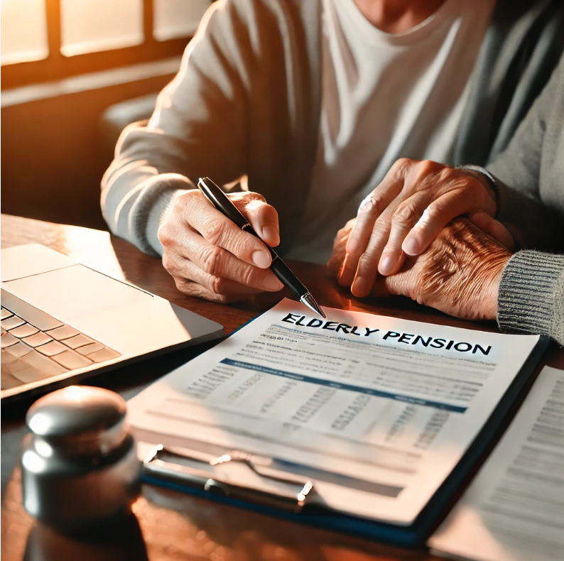 연금을 청구하기 위해 서류를 검토하는 모습
