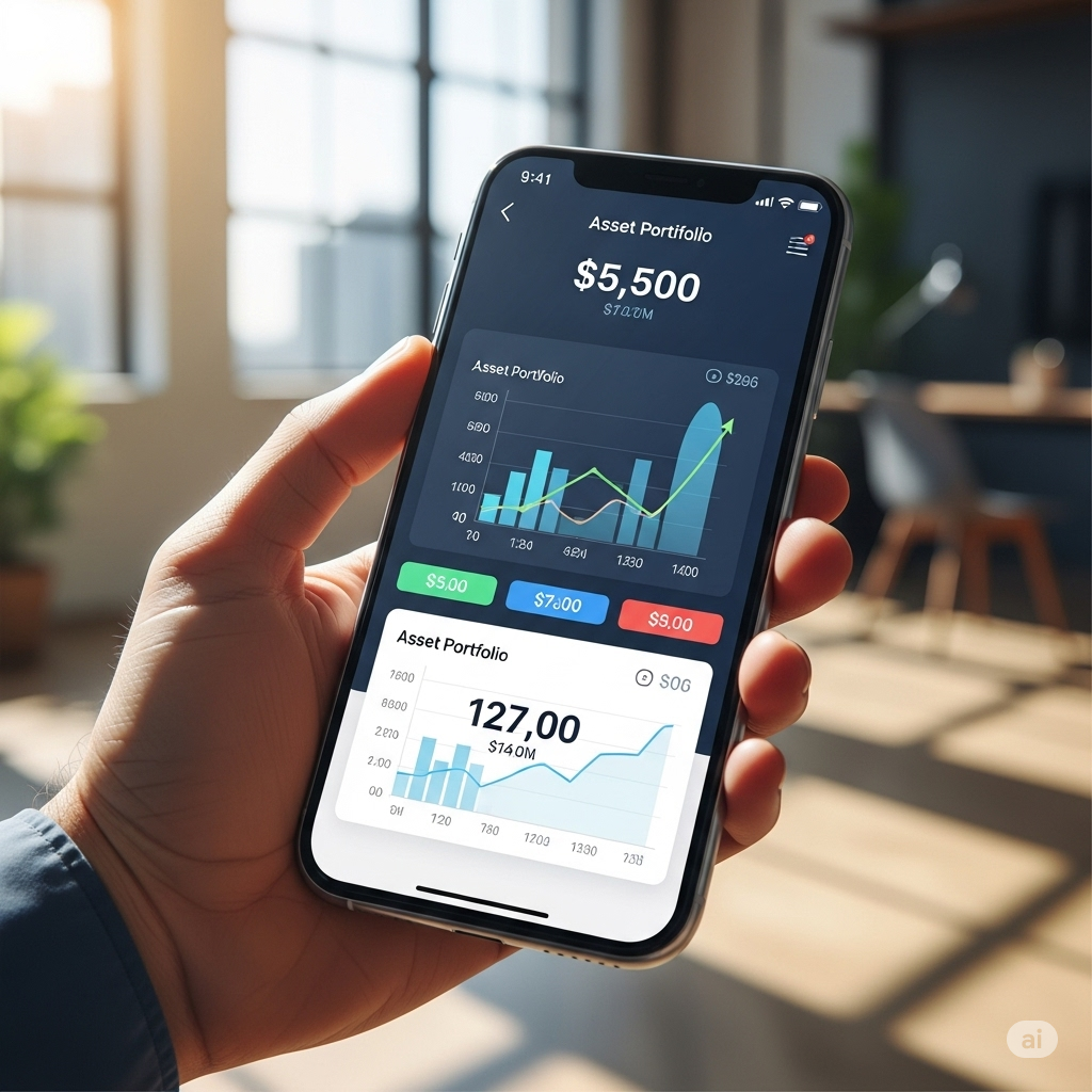 편리한 재테크 앱을 활용하여 자산을 관리하는 모습