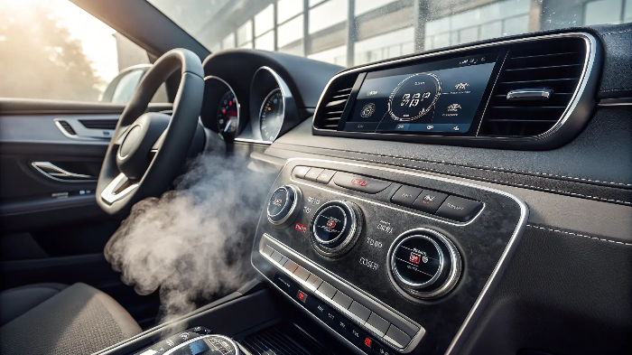자동차 에어컨 송풍구에서 바람이 나오는 모습