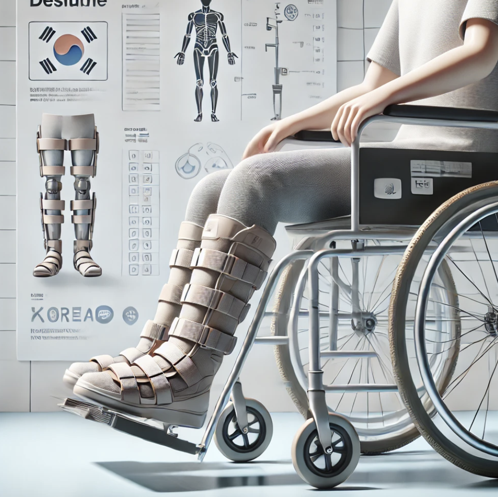휠체어와 다리 보조기를 보여주는 이미지