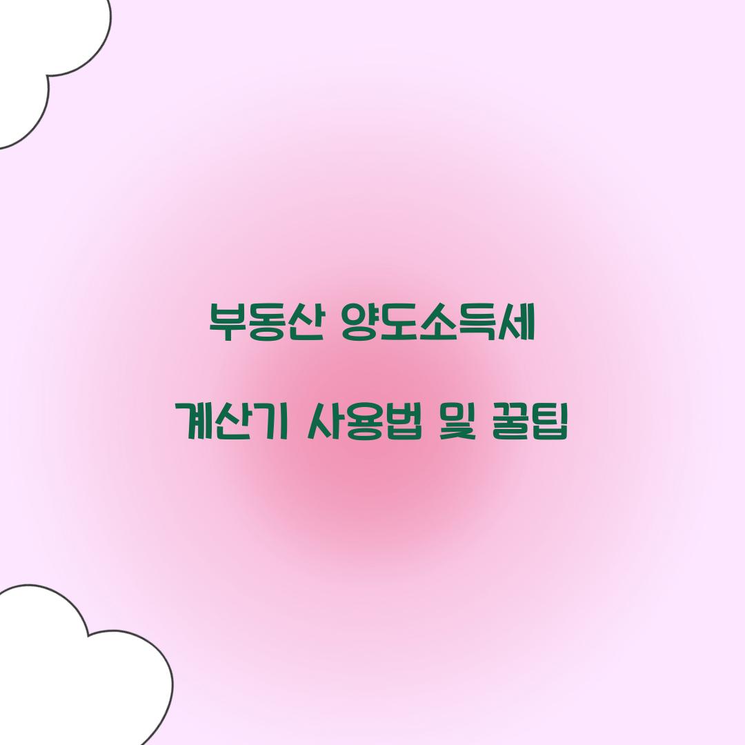 부동산 양도소득세 계산기