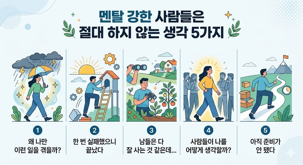 멘탈 강한사람이 하지 않는 5가지 내용 이미지