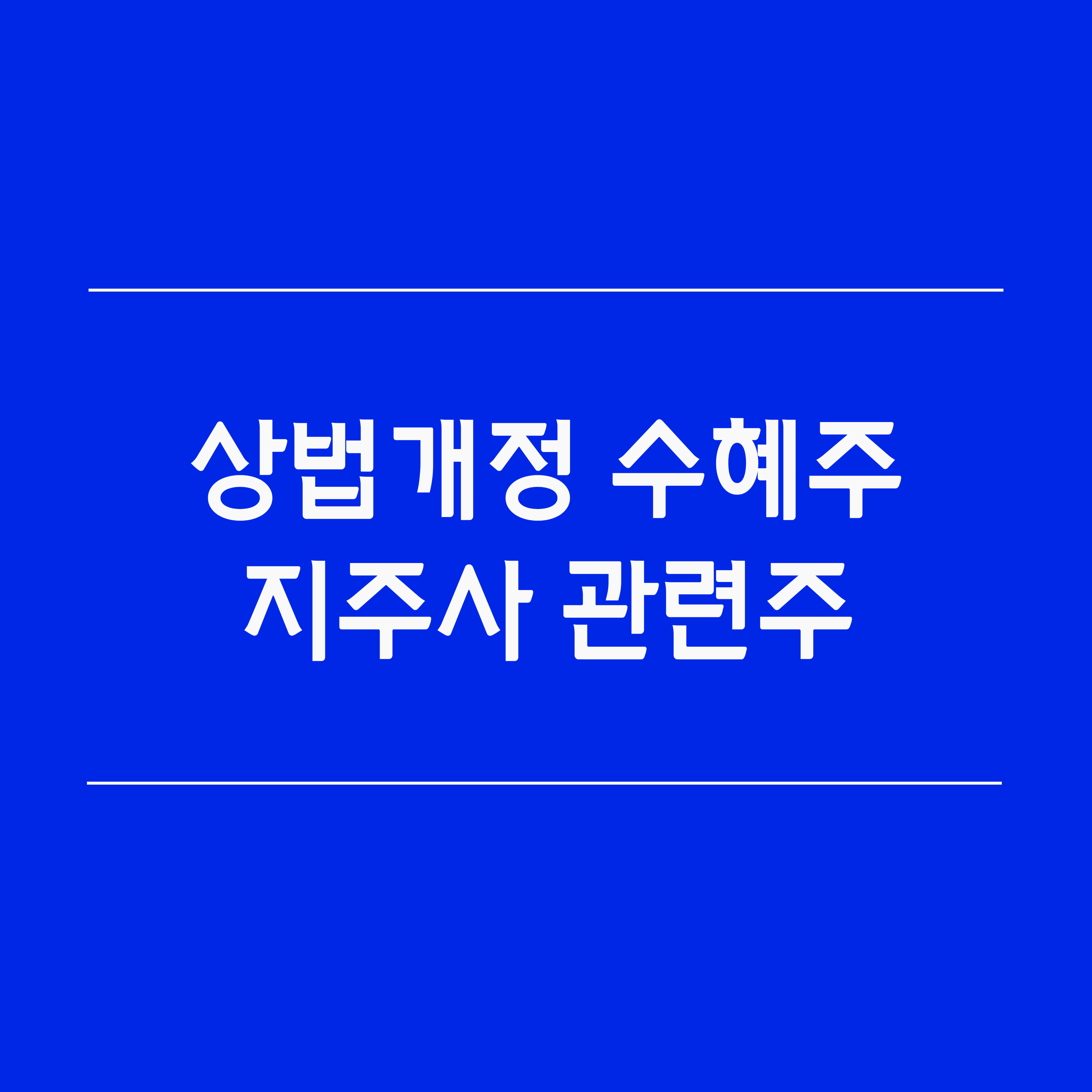 상법개정 수혜주 총정리 지주사 관련주