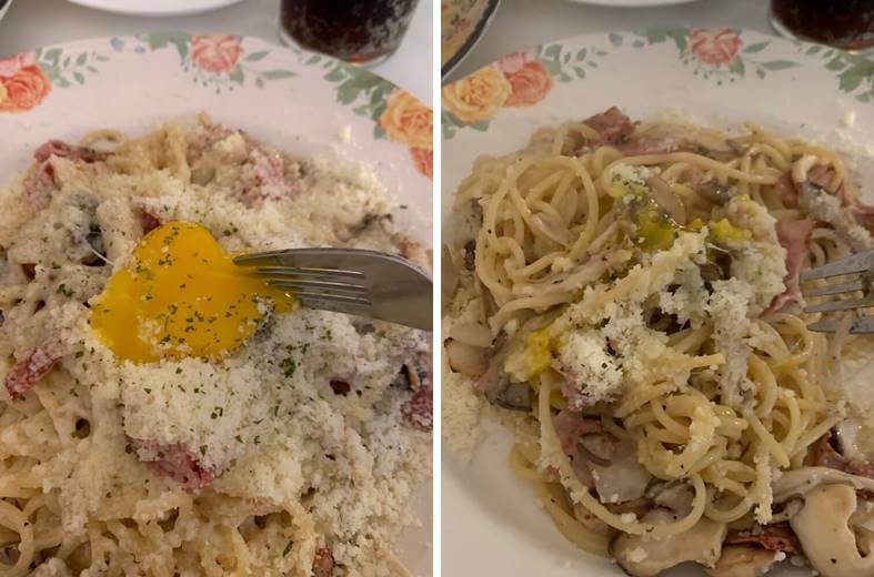 노른자 터지는 이태리식 까르보나라