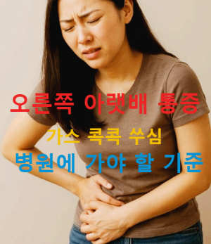 오른쪽 아랫배 통증 원인|가스 콕콕 쑤심 의심되는 질환과 병원에 가야 할 기준