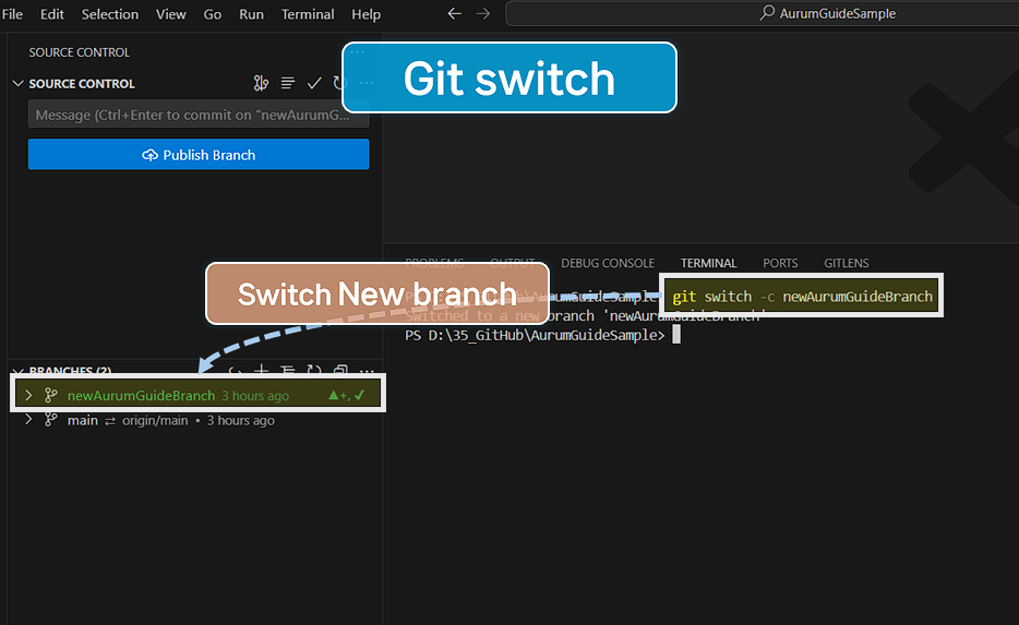 git switch branch 전환.