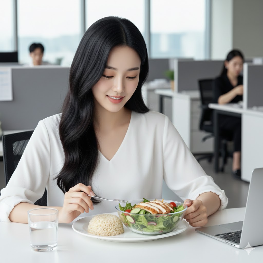 적정량의 탄수화물을 섭취하는 여성의 사진