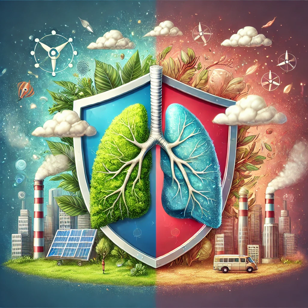 미세먼지와 환경오염으로부터 폐를 보호하는 이미지