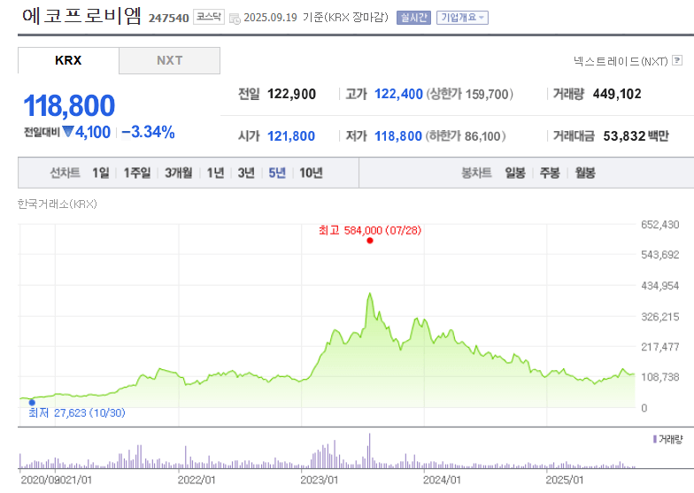 에코프로비엠 주가