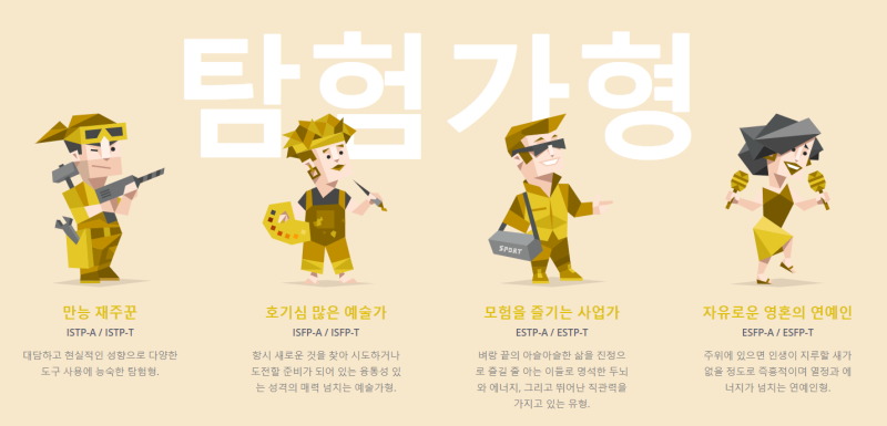 mbti 탐험가형(sp)유형 관련 사진