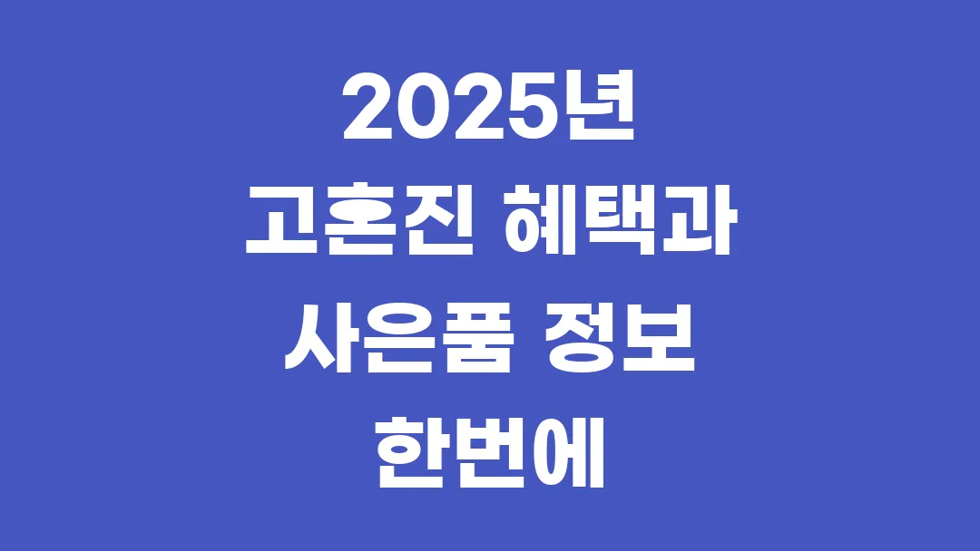 2025년 고혼진 혜택과 사은품 정보 한번에