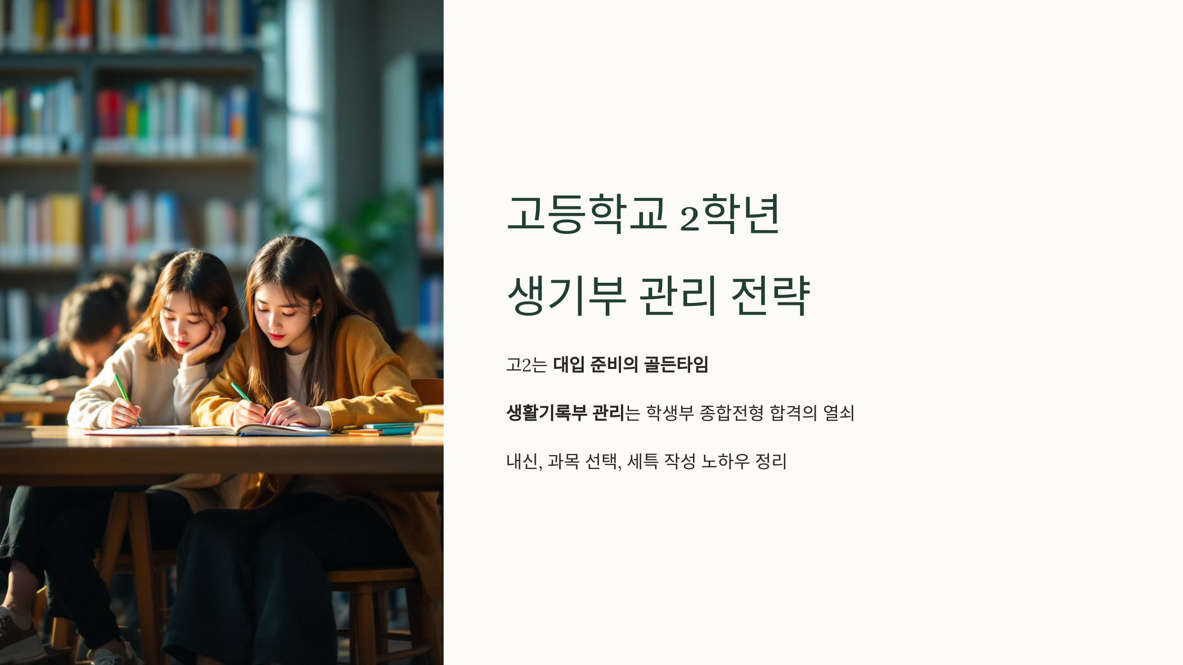 고등학교 2학년 생기부 관리 전략