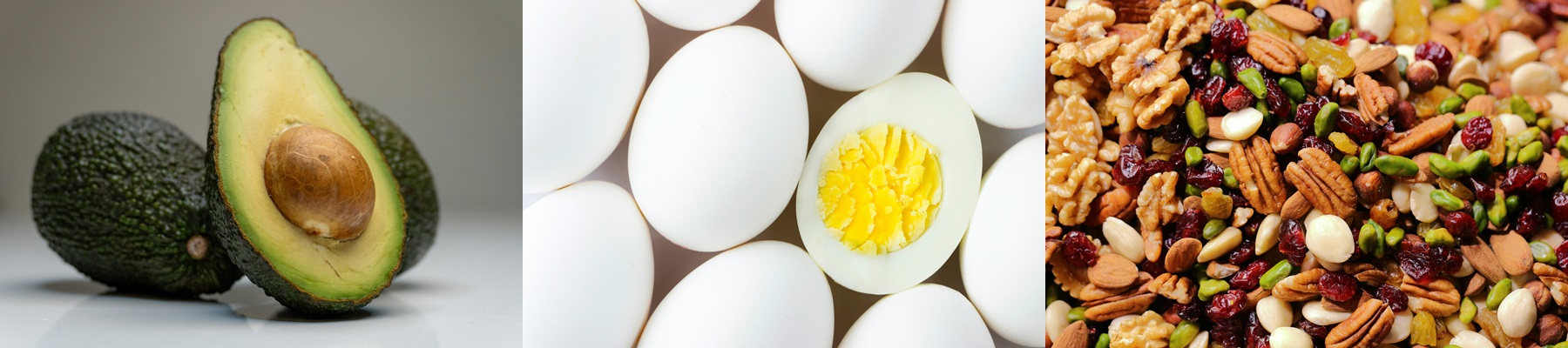 아보카도, 삶은달걀, 견과류 사진입니다.
