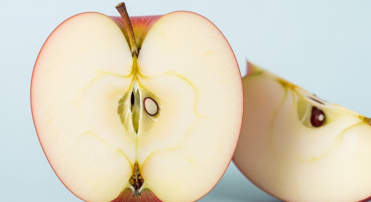 사과를 반으로 잘라보이는 단면
