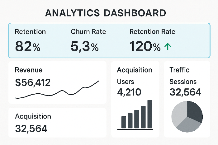 리텐션 KPI 강조 대시보드