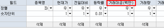 조건검색기 필드 설정 4)