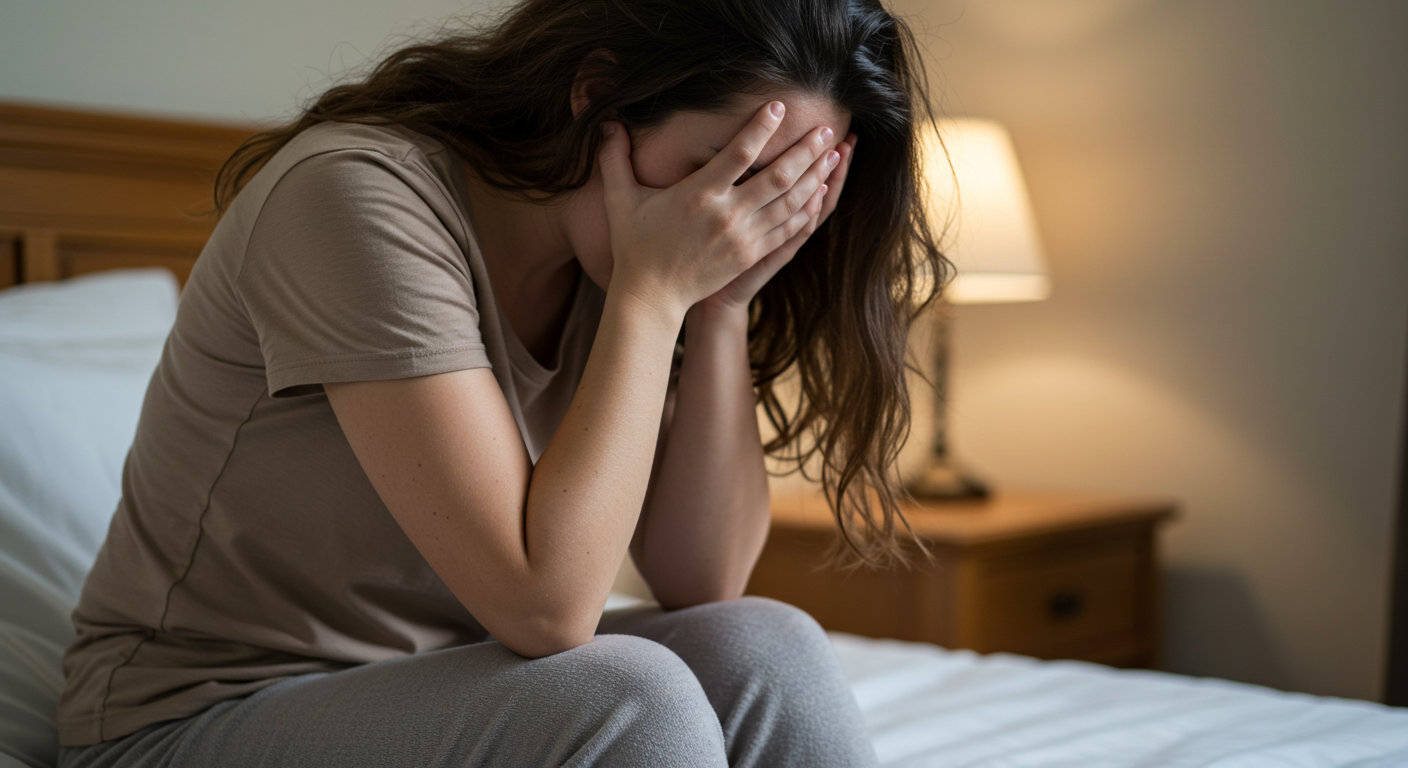 갑상선기능저하로 고통받고 있는 여성의 모습