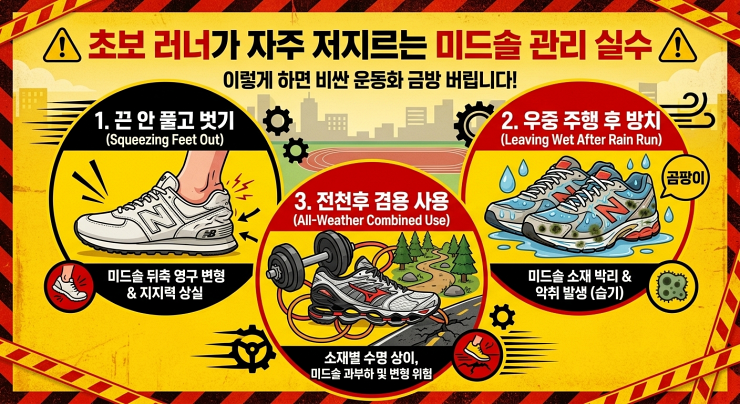 초보 러너가 자주 저지르는 미드솔 관리 실수