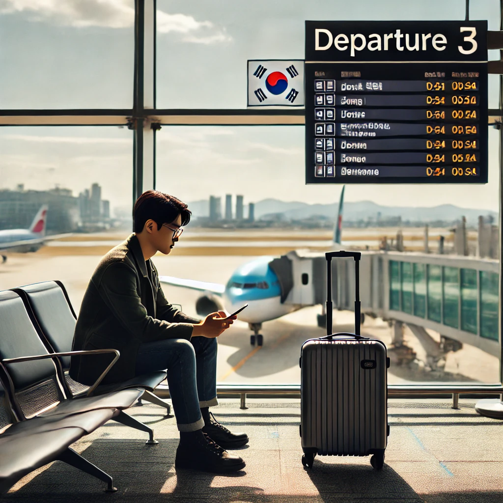 혼자 출국을 기달리나는 사진