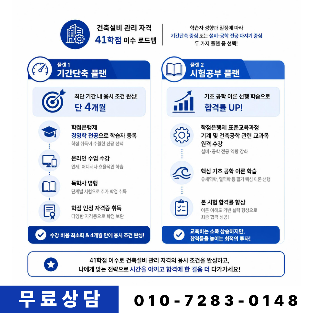 학점은행제 국가기술자격증 응시자격 41학점 플랜