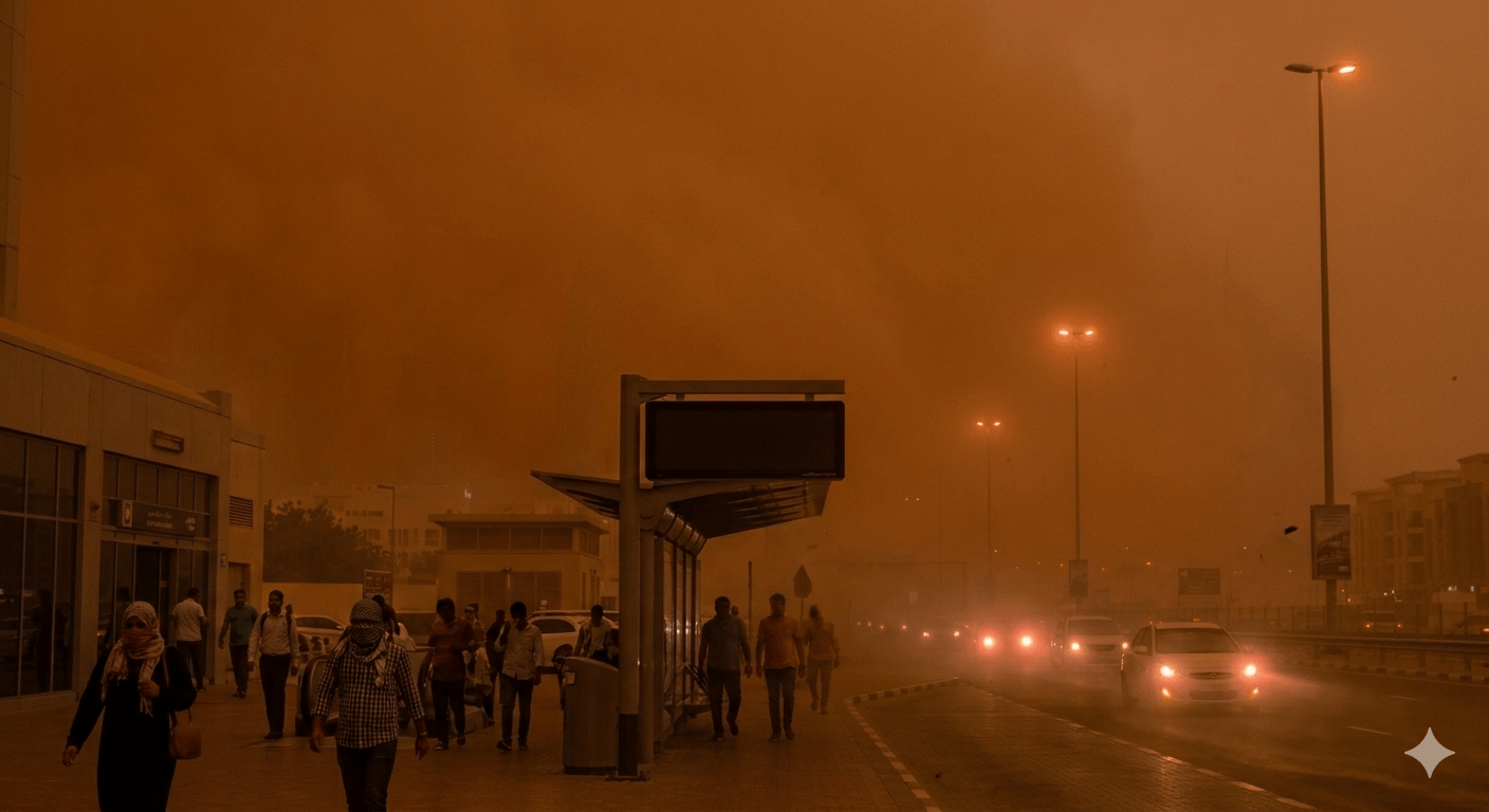 두바이 모래폭풍 하붑 &mdash; 주황빛 하늘과 시야 차단 현상 및 대처 방법