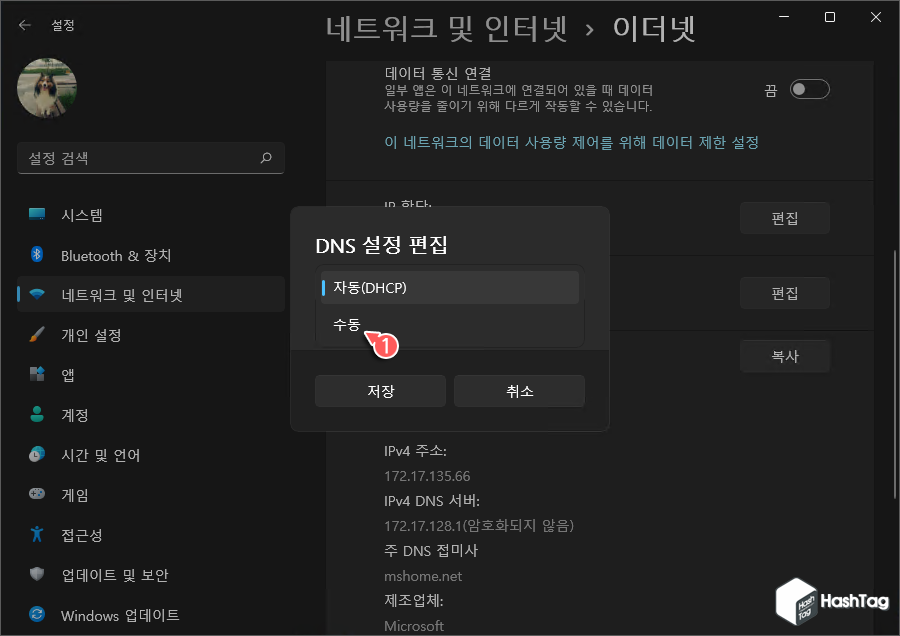 DNS 설정 수동 편집