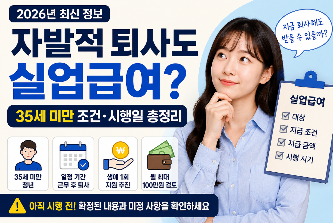 자발적 퇴사도 실업급여? 35세 미만 조건&middot;시행일 총정리