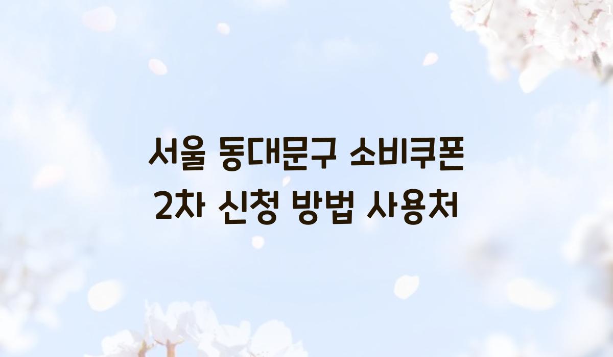 서울 동대문구 소비쿠폰 2차 신청 방법 사용처