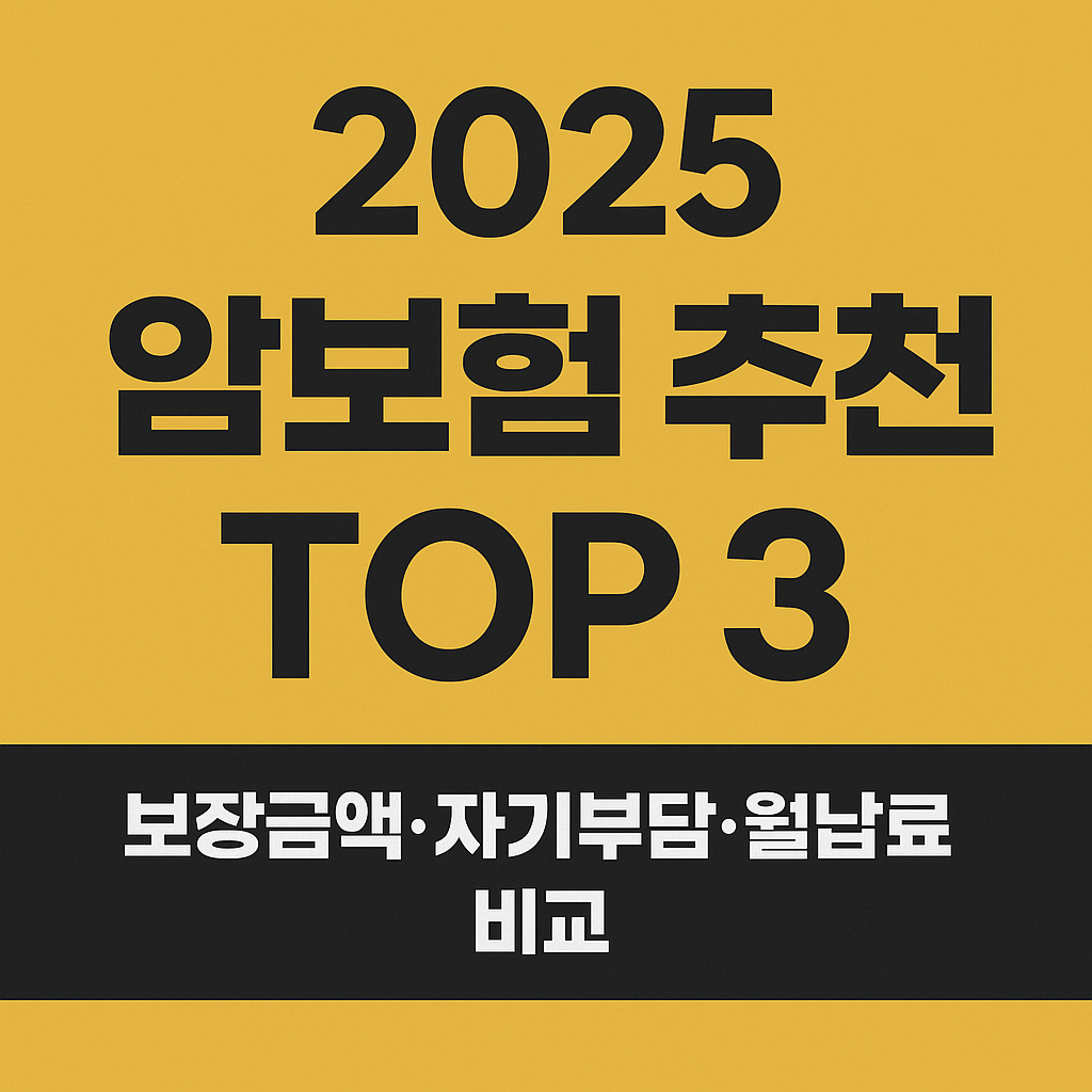 2025 암보험 추천 TOP 3 ❘ 보장금액&middot;자기부담&middot;월납료 비교.