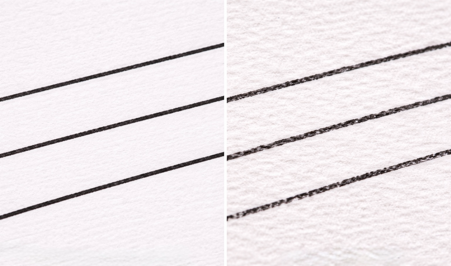 종이 중목과 세목의 질감 차이