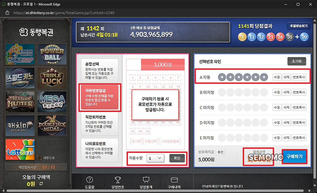 자동번호로 구매하기