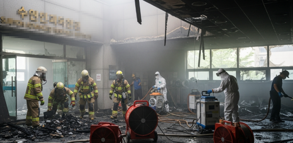 여주시 화재청소 진행중